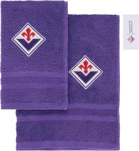 ACF Fiorentina Set Asciugamani 1+1 Asciugamano Viso+ Ospite in Spugna Cotone - Foto 1 di 2