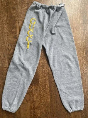 Винтажные тренировочные штаны 90-х Boot GG Gucci с надписью средний размер серые вересковые джерси сделано в США - Изображение 1 из 4