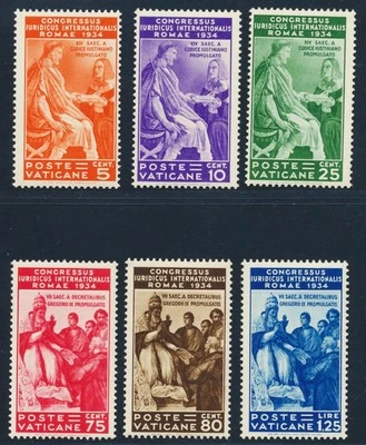 VATICAN 1935 Cpl Superb MNH/** Juridicia/Lawyer's Congress Set, Sc # 41-46 LOOK - Image 1 of 2