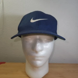 Vintage Nike Mütze 90er Center Swoosh Navy Blau Snap Back Cap Tag - Bild 1 von 12