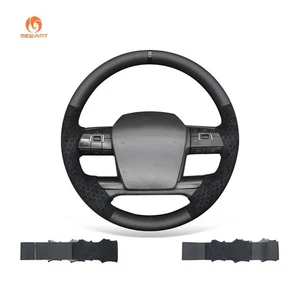 Cubierta de volante MEWANT negra hágalo usted mismo puntada a mano para Volvo VNL VNR FM FH 2017 - Imagen 1 de 9