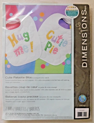 Dimensions CUTIE PATOOTIE BIBS Stamped Cross Stitch Kit 73102 - Image 1 of 4