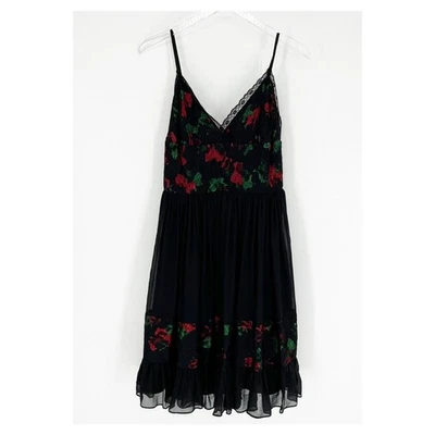 Betsey Johnson Women's Silk Floral Lace Dress 8 Black - Image 1 of 4