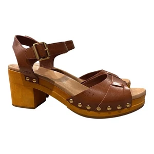 UGG Janie LEDER PLATEAU KEILABSATZ CLOG SANDALEN DAMEN ROSTFARBEN GRÖSSE 8 Italien - Bild 1 von 11