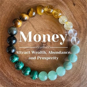 Natural Stone Bracelet - Tiger's Eye & Yellow Crystal for Positive Energy - Picture 1 of 36