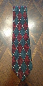 Jos. A. Bank Executive Collection Red Green Harlequin Diamond Hand Sewn Neck Tie - Picture 1 of 5