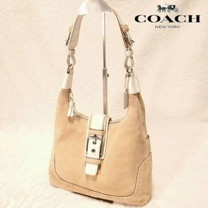 Bolso de hombro vintage Coach 5034 Hamilton Hobo gamuza beige - Imagen 1 de 20