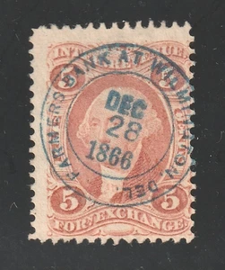 Scott # R5c, Used, F, 5¢ Foreign Exch, SOTN CDS, Farmers Bank, Wilmington, DE - Picture 1 of 2
