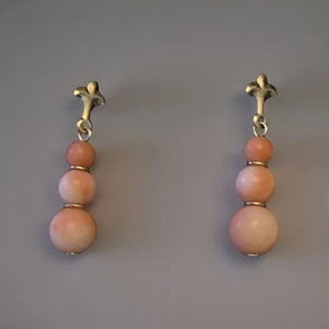 Vintage 9ct Gold Coral Earrings - Picture 1 of 3