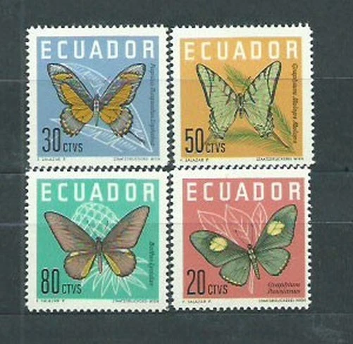 Ecuador - Correo 1961 Yvert 676/9 MNH Fauna. Mariposas Mariposa Foto 1 de 1