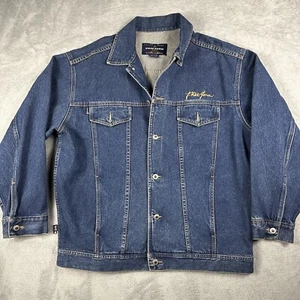 Phat Farm Denim Jacket XL Blue Flag Logo Vintage Hip Hop New York Y2K Streetwear - Picture 1 of 14