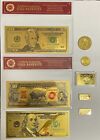 ? 8 Piece Estate Lot ? Gold Lovers Mixed Bars Tokens $100 $20 $10 Bills Clad ? F