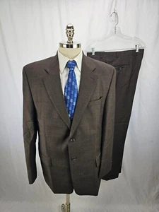 Ralph Lauren Men's Brown Glen Plaid Wool Suit 44L 38 x 29 - Picture 1 of 9
