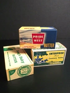 Vintage Butter Werbeboxen Long's Dairy Enterprise Stolz des Westens Stck 3 - Bild 1 von 4