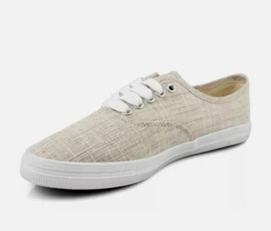 Khaki Shoe Townforst Cute Size 9 Women Lace Up Slip On Low Top Fashion Sneaker - Picture 1 of 11