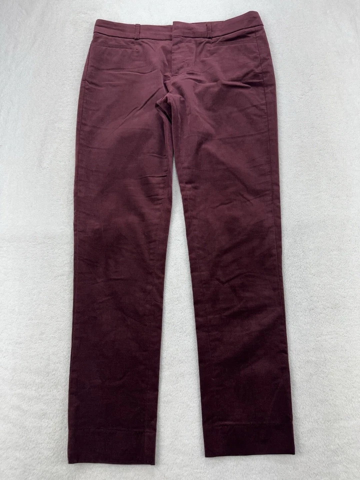 Pantalones de terciopelo BANANA REPUBLIC Sloan para mujer 2 borgoña elásticos elegantes vacaciones Foto 1 de 4