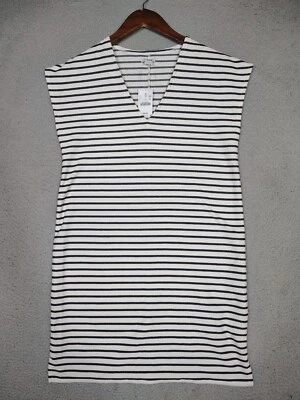 Mini Vestido para Mujer J.Crew 2XS Blanco Azul Marino Rayas Sin Mangas Cuello en V Playa Nuevo con Etiquetas Foto 1 de 4