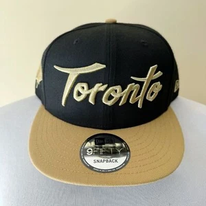 New Era Toronto Raptors Mens Snapback Hat NBA Cap Embroidered Black Gold Gift - Picture 1 of 8