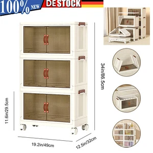 3Fl Aufbewahrungsbox 42L Stapelbox Faltbare mit Deckel Storage Boxes mit Rädern - Bild 1 von 13