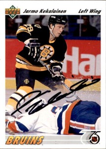 Jarmo Kekalainen Signed Autographed 91/92 Upper Deck card Boston Bruins