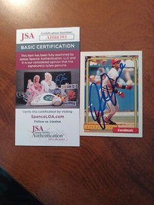 FELIX JOSE 1992 Topps # 105 autographed signed card CARDINALS 92 JSA AUTO