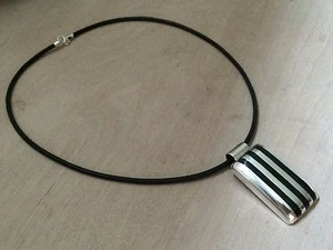 Vintage Mexico Sterling Silver .925 Modernist Pendant Necklace - Bild 1 von 6