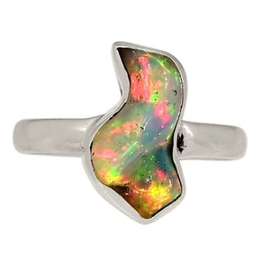 Natural Ethiopian Opal Rough 925 Sterling Silver Ring Jewelry s.6 ALLR-30787 - Picture 1 of 1