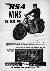 1955 BSA CB32 Gold Star Motorcycle "Wins Big Bear Run" Original Ad  - Picture 1 of 1