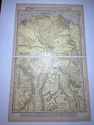 1902 XL Map of Egypt and Nile fm 1910 Rand McNally Imperial Atlas SEE DESCRIP - Image 1 of 3