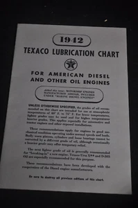 1942 *ORIGINAL* Texaco Lubrication Chart for American Diesel *Railroad* - Picture 1 of 5