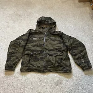 Giacca da caccia vintage COLUMBIA da uomo misto lana marrone mimetico cerniera intera taglia large - Foto 1 di 15