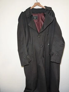 Vintage Christian Dior Men's Black Solid Trench Coat Overcoat 44R - Picture 1 of 4