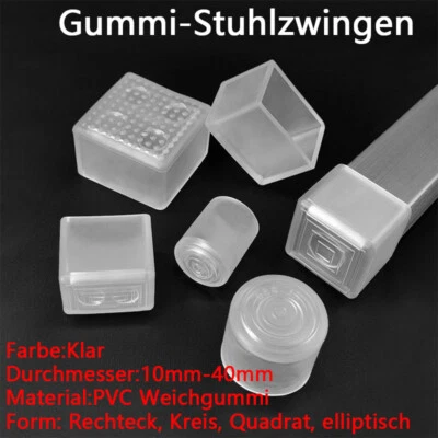 Gummi Stuhlbeinkappen Stuhlbein Füße Pads Bodenschutz Eckig/Rechzeckig/Rund/Oval - Bild 1 von 4