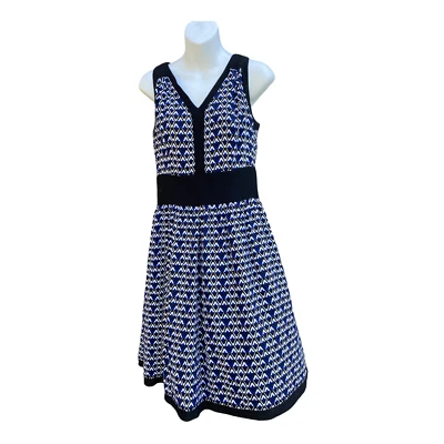 Vestido de Carrera Anne Klein Talla 4 Para Mujer Negro Azul Blanco Sin Mangas Forrado Foto 1 de 4