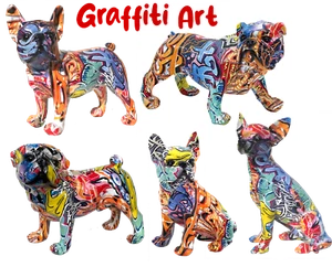 SALE Graffiti Art Chihuahua Frenchie Pug Dog figurines NEW ITEM in damaged box - Picture 1 of 11