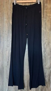 Robin Piccone Sheer Mesh Black Pants Wide Leg Swim Cover Resort Vacay Beach Sz L - Picture 1 of 9
