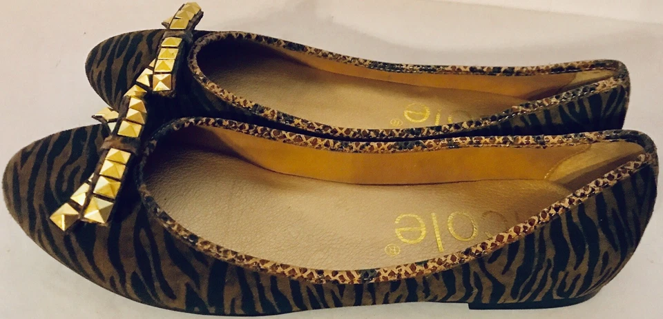 Zapatos para mujer Nicole mocasines con lazo estampado de gamuza leopardo talla 8,5 nuevos Foto 1 de 4