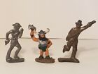 Lot Of 3 Miniature Metal Toy Soldiers Viking Man Small Tiny Old Collectible