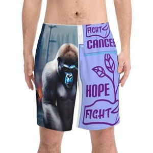 HOO! FIGHT CANCER Men's Elastic Beach Shorts (AOP) - Picture 1 of 8