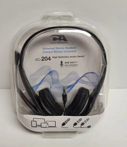 Cyber Acoustics Universal Stereo Headset Headphone w/ Mic High Def AC-204 - Photo 1/2