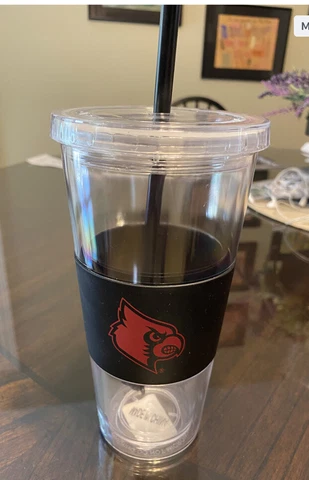 Louisville Cardinals Black 22oz Tumbler w/ Straw Cover