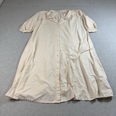 Vestido Christy Dawn Mujer Grande Beige Botón Maxi Coastal Cottage Lagenlook Boho Foto 1 de 4