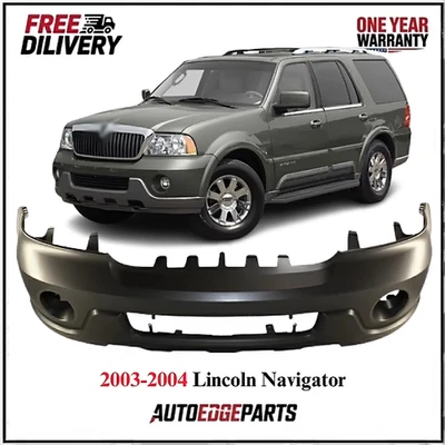 Front Bumper Cover For 2003-2004 Lincoln Navigator w/ fog lamp holes Primed - Image 1 of 4