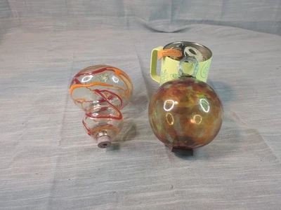 2件手工吹制玻璃蜂鸟喂食器户外花园悬挂球 — 第 1/4 张图片