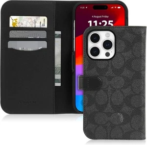 Signature Canvas Two Piece Detachable Wallet Folio iPhone 15 Pro Case - Picture 1 of 8