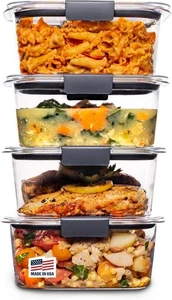 Rubbermaid Brilliance BPA Free Airtight Food Storage Containers/Lid 4 Ct 4.7 Cup - Picture 1 of 1