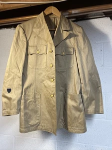 WW2 Khaki USCG Coast Guard Dress Uniform Jacket Coat Vet Henry Plt 36 Vtg - Picture 1 of 22