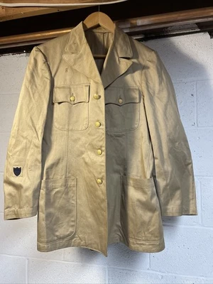 WW2 Khaki USCG Coast Guard Dress Uniform Jacket Coat Vet Henry Plt 36 Vtg - Image 1 of 4