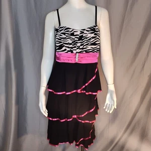 Deb 1X Party Kleid Stufenband Rosa Schwarz Zebra Y2K Formal Homecoming Tanz - Bild 1 von 8