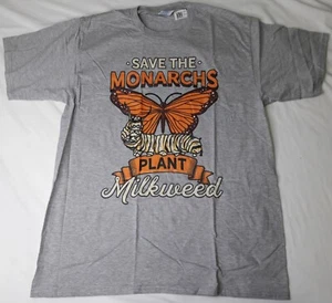 NEW, Women’s PORT & COMPANY Grey “Save The Monarchs” Short Sleeve Shirt (L) - Picture 1 of 6